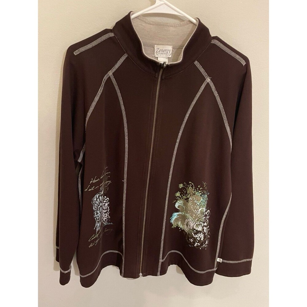 Brown Chico’s Chicos Women’s Ladies Zenergy Reversible Jacket, Size 3